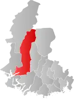 Mapa do condado de Agder com Kvinesdal em destaque.