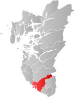 Mapa do condado de Rogaland com Eigersund em destaque.