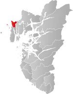 Mapa do condado de Rogaland com Haugesund em destaque.