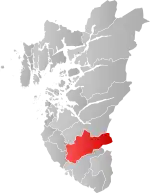 Mapa do condado de Rogaland com Bjerkreim em destaque.