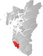 Mapa do condado de Rogaland com Hå em destaque.