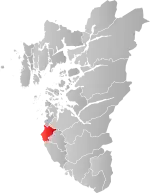 Mapa do condado de Rogaland com Klepp em destaque.