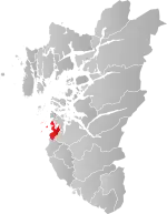 Mapa do condado de Rogaland com Sola em destaque.