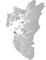 Mapa do condado de Rogaland com Randaberg em destaque.