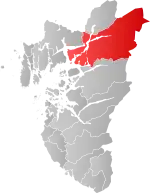 Mapa do condado de Rogaland com Suldal em destaque.