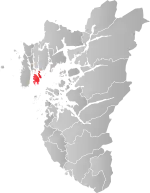 Mapa do condado de Rogaland com Bokn em destaque.