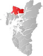 Mapa do condado de Rogaland com Vindafjord em destaque.