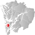 Mapa do condado de Hordaland com Fitjar em destaque.