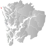 Mapa do condado de Hordaland com Fedje em destaque.