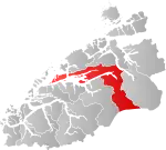Mapa do condado de Møre og Romsdal com Molde em destaque.