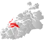 Mapa do condado de Møre og Romsdal com Ålesund em destaque.