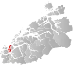 Mapa do condado de Møre og Romsdal com Ulstein em destaque.