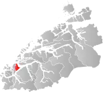 Mapa do condado de Møre og Romsdal com Hareid em destaque.