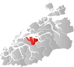 Mapa do condado de Møre og Romsdal com Vestnes em destaque.