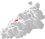 Mapa do condado de Møre og Romsdal com Midsund em destaque.