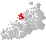 Mapa do condado de Møre og Romsdal com Fræna em destaque.