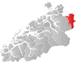 Mapa do condado de Møre og Romsdal com Rindal em destaque.