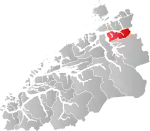 Mapa do condado de Trøndelag com Halsa em destaque.