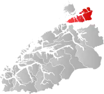 Mapa do condado de Møre og Romsdal com Aure em destaque.