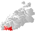 Mapa do condado de Møre og Romsdal com Volda em destaque.