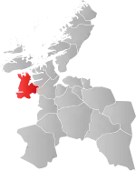 Mapa do condado de Trøndelag com Hemne em destaque.