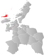Mapa do condado de Sogn og Fjordane com Frøya em destaque.