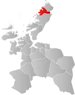 Mapa do condado de Trøndelag com Roan em destaque.
