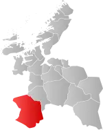 Mapa do condado de Sogn og Fjordane com Oppdal em destaque.