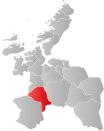 Mapa do condado de Sogn og Fjordane com Rennebu em destaque.
