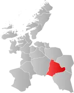 Mapa do condado de Sogn og Fjordane com Holtålen em destaque.