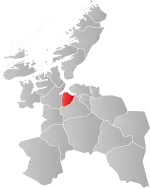 Mapa do condado de Sogn og Fjordane com Skaun em destaque.