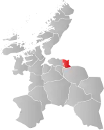 Mapa do condado de Sør-Trøndelag com Malvik em destaque.
