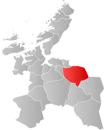 Mapa do condado de Sogn og Fjordane com Selbu em destaque.