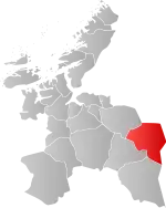 Mapa do condado de Sogn og Fjordane com Tydal em destaque.