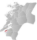 Mapa do condado de Nord-Trøndelag com Frosta em destaque.