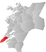 Mapa do condado de Nord-Trøndelag com Leksvik em destaque.
