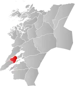Mapa do condado de Trøndelag com Mosvik em destaque.
