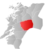 Mapa do condado de Nord-Trøndelag com Snåsa em destaque.