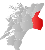 Mapa do condado de Nord-Trøndelag com Lierne em destaque.