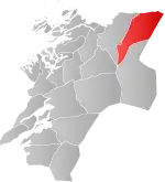 Mapa do condado de Nord-Trøndelag com Røyrvik em destaque.