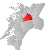 Mapa do condado de Nord-Trøndelag com Grong em destaque.