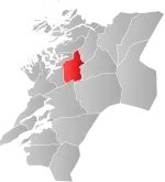 Mapa do condado de Nord-Trøndelag com Overhalla em destaque.