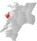 Mapa do condado de Nord-Trøndelag com Flatanger em destaque.