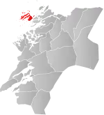 Mapa do condado de Trøndelag com Vikna em destaque.