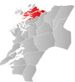 Mapa do condado de Trøndelag com Nærøy em destaque.
