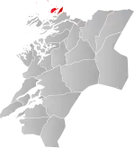 Mapa do condado de Nord-Trøndelag com Leka em destaque.