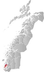 Mapa do condado de Møre og Romsdal com Sømna em destaque.