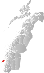 Mapa do condado de Nordland com Vega em destaque.