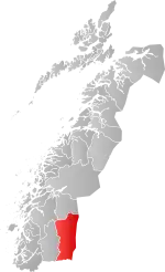 Mapa do condado de Møre og Romsdal com Hattfjelldal em destaque.