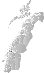 Mapa do condado de Møre og Romsdal com Nesna em destaque.